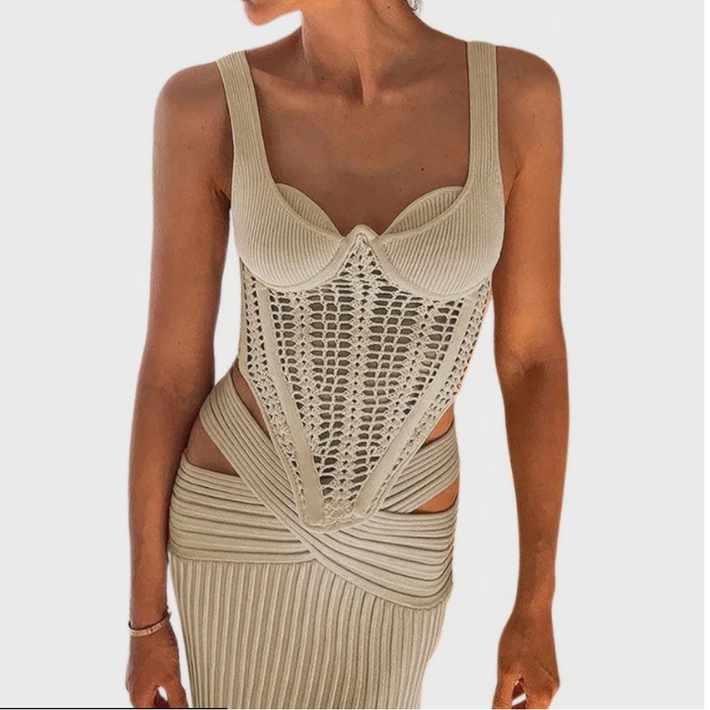 Dion Lee Cream Knit Bodysuit